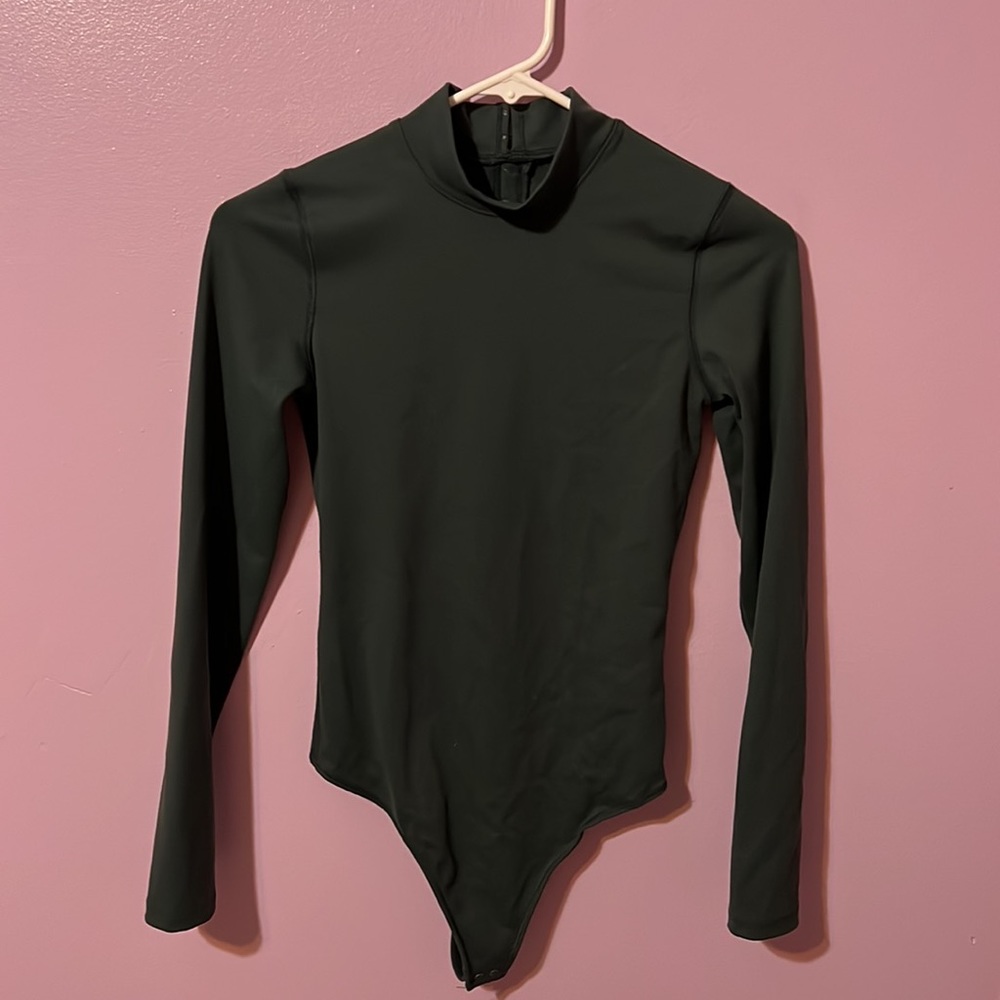 Abercrombie & Fitch Soft A&F Collection Dark Green Mock Neck Bodysuit - Picture 7 of 11